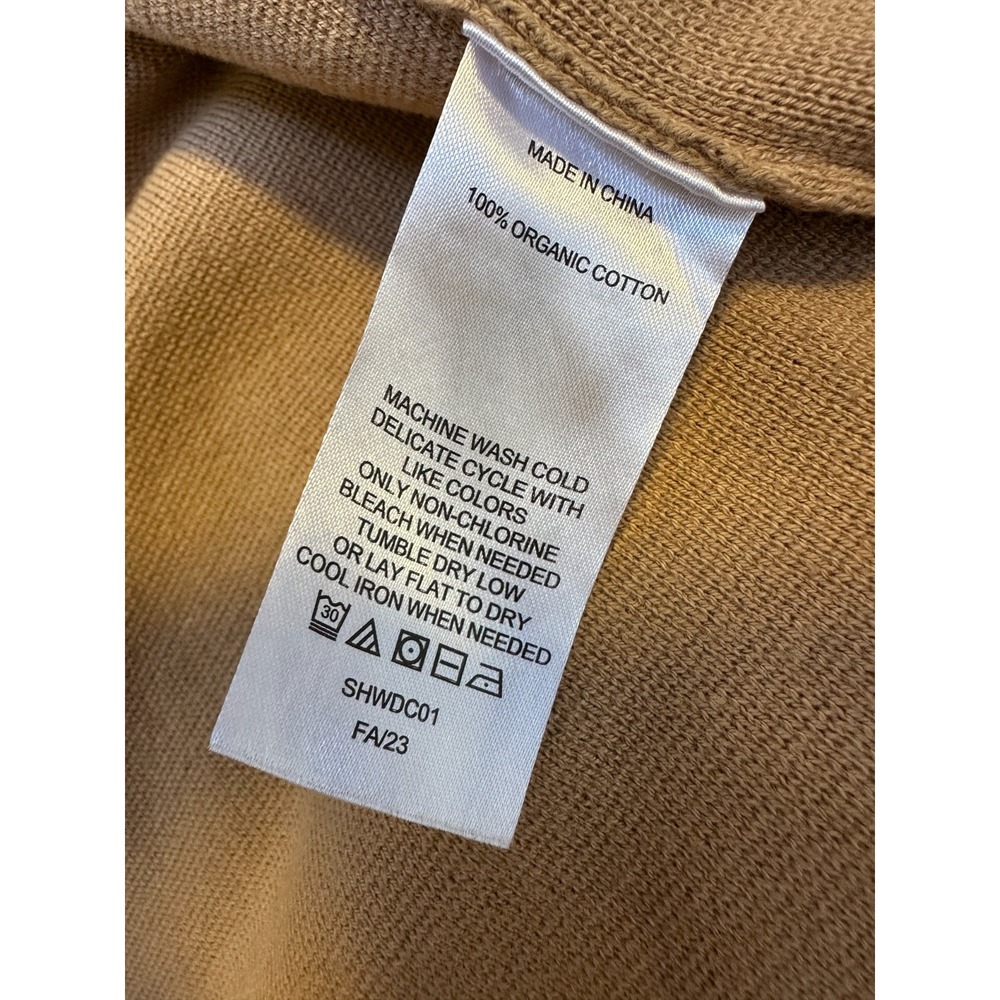Quince 100% Organic Cotton Knit Blazer Camel Brown Size Medium Open Pockets - Picture 8 of 14
